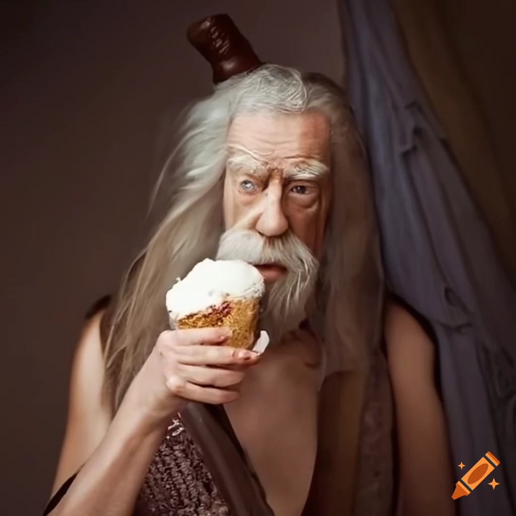 Gandalf enjoying ice cream