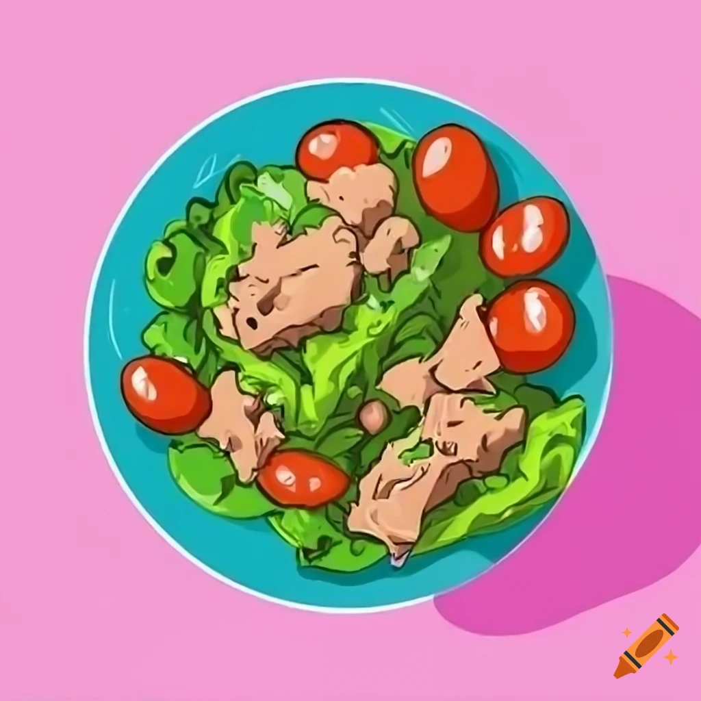 Tuna salad in a simple color and drawing style