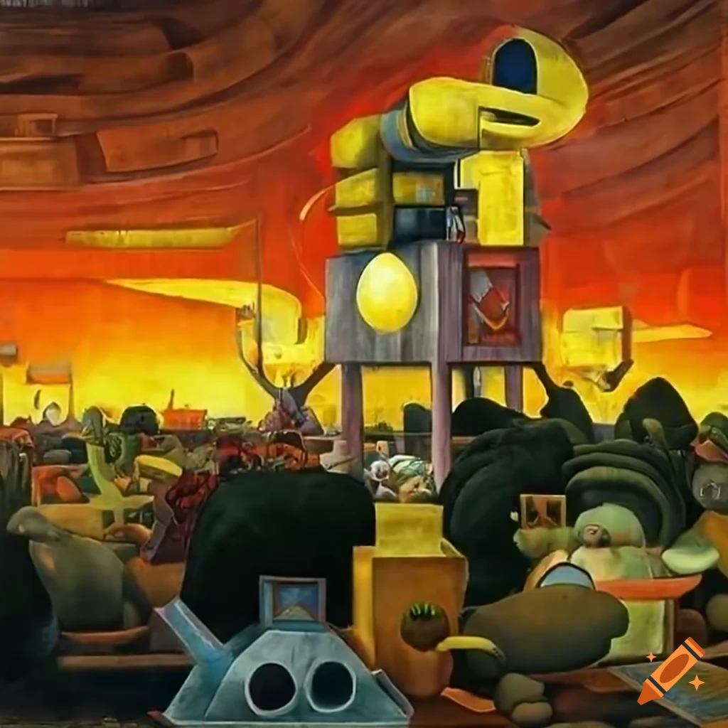 Diego rivera futuristic painting of 'the time machine' on Craiyon