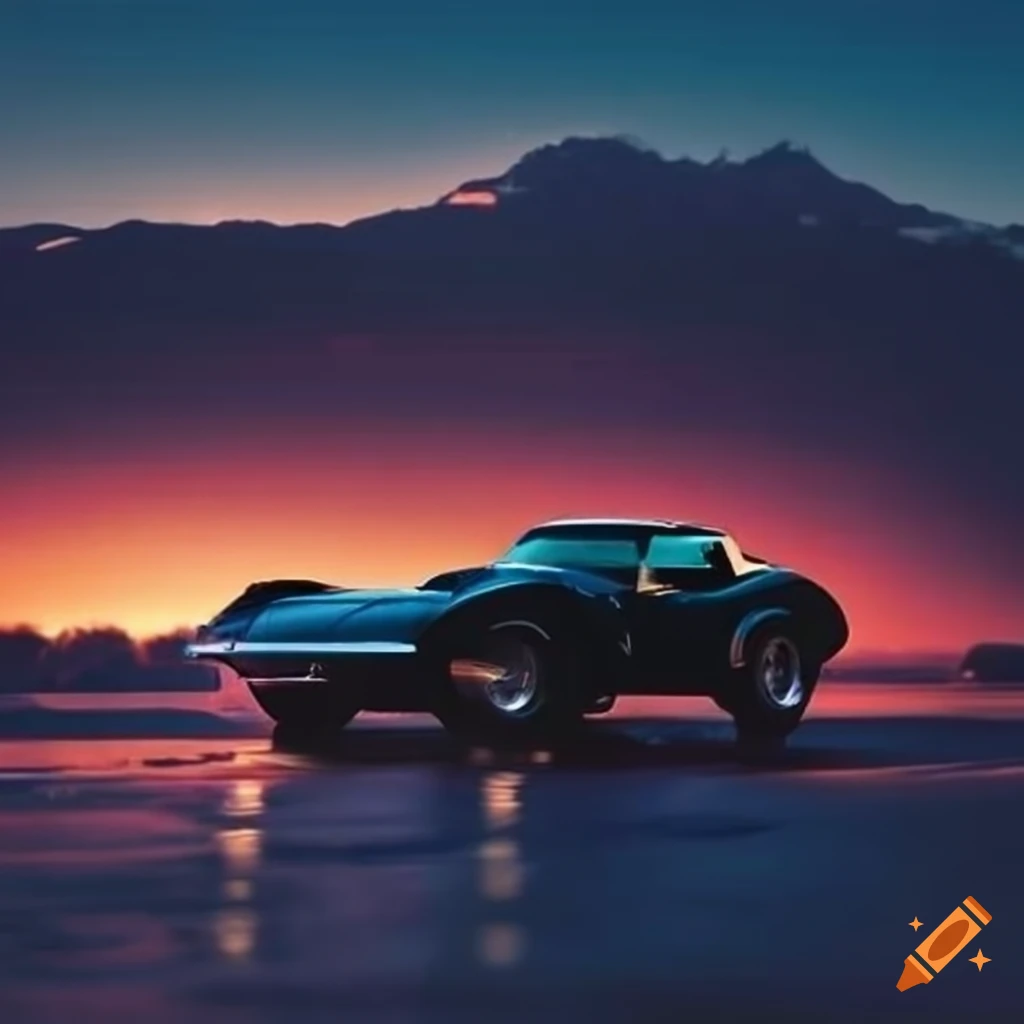 1970 Corvette Stingray in black with a scenic background
