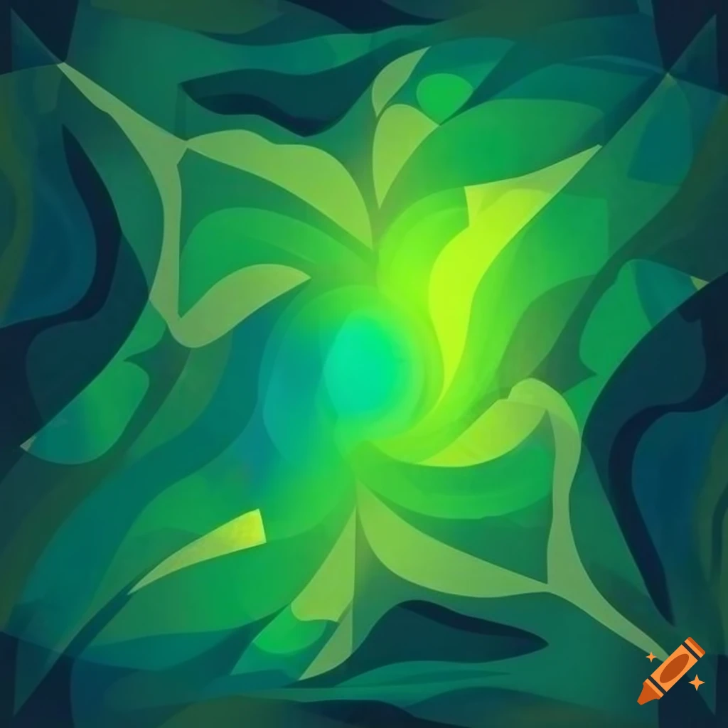 Vibrant abstract artwork with yellow and green colors inspired by nature