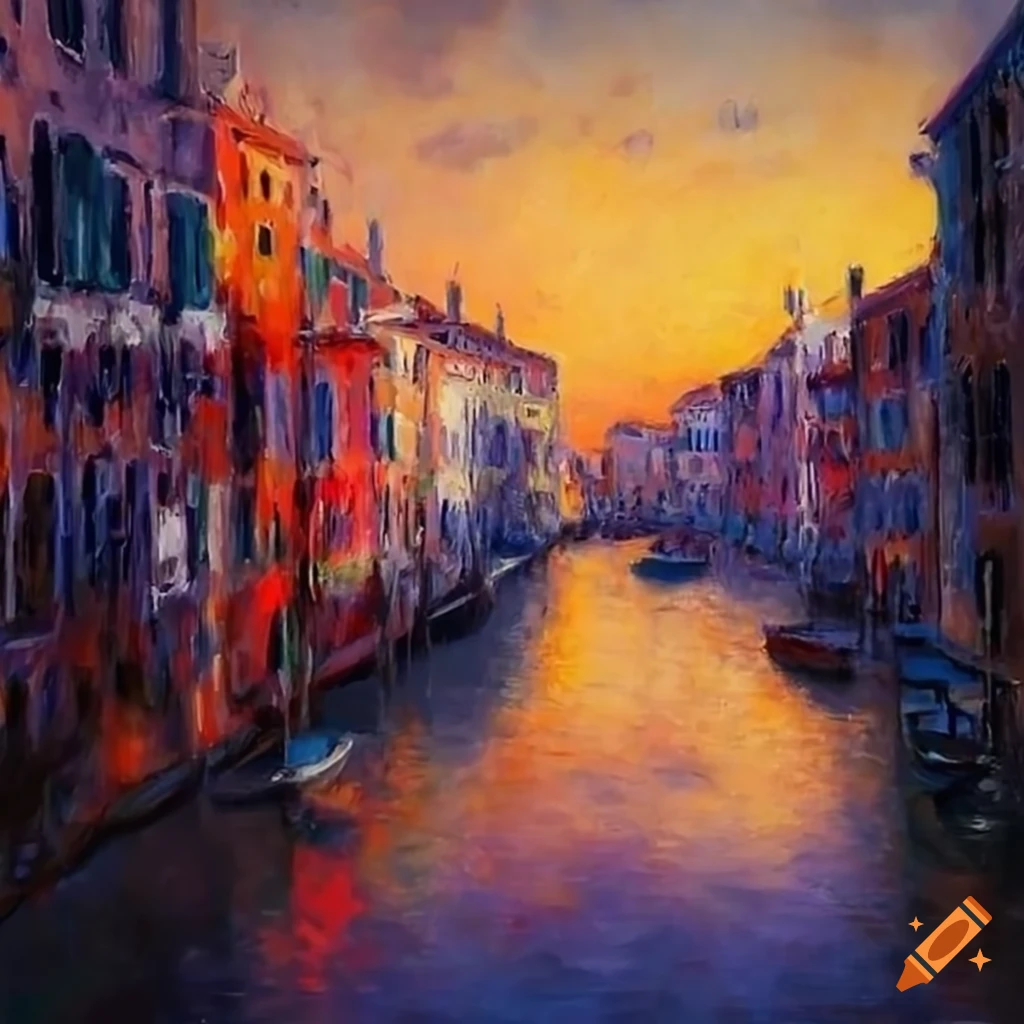 Venice canals in the style of Monet artwork