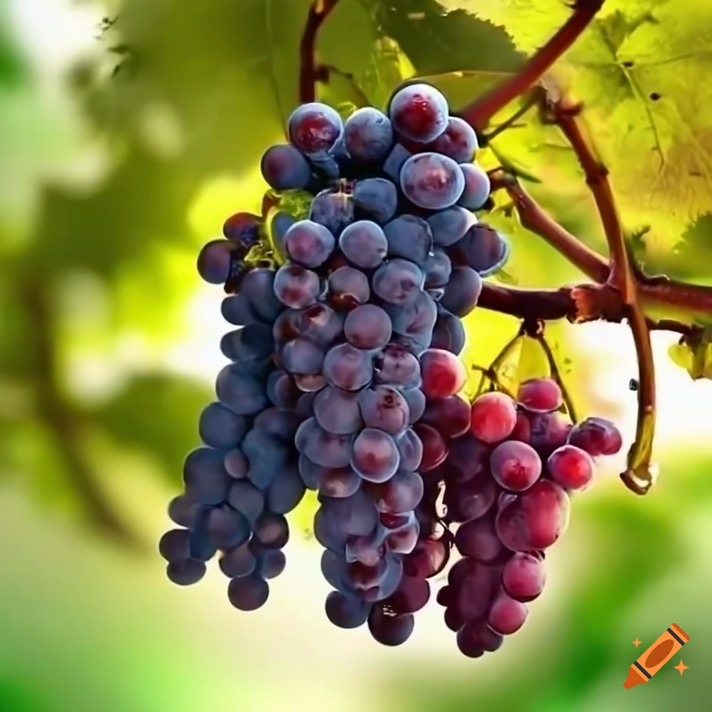 Grape on a tree branch in high definition 4k quality on Craiyon