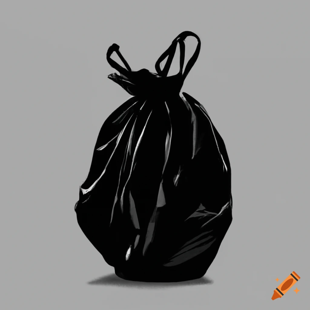 Silhouette of a plastic bag filled with trash