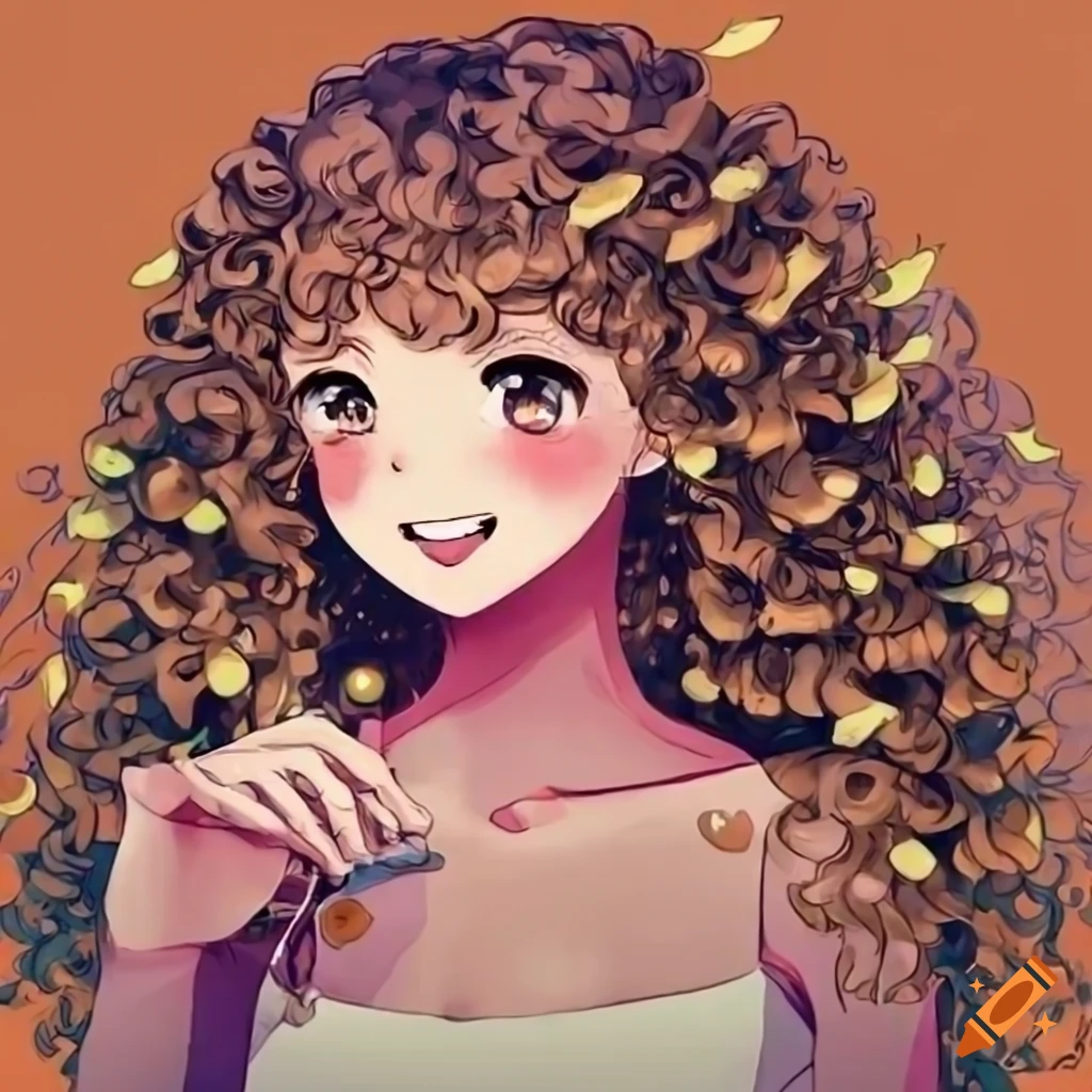 Happy lightskin adult kawaii character playing with leaves
