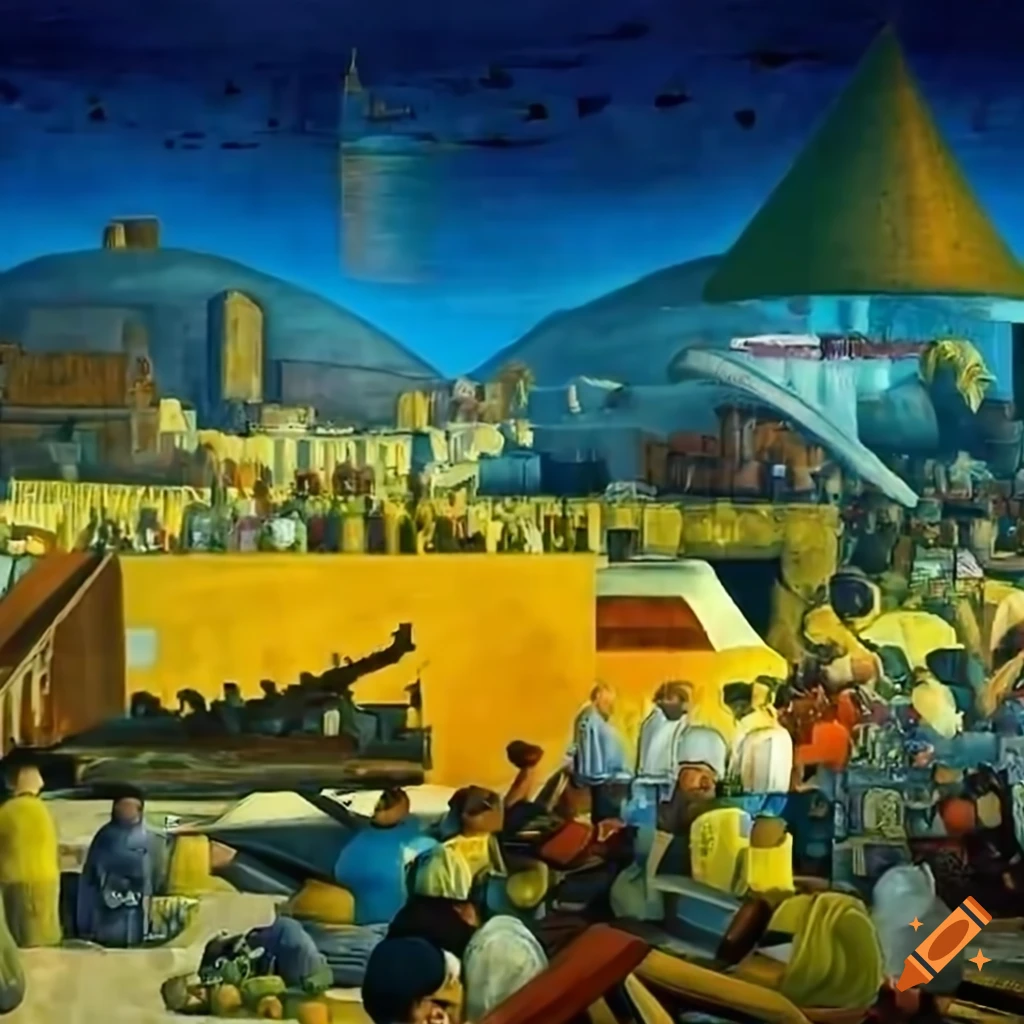 Diego rivera futuristic painting of 'the time machine' on Craiyon