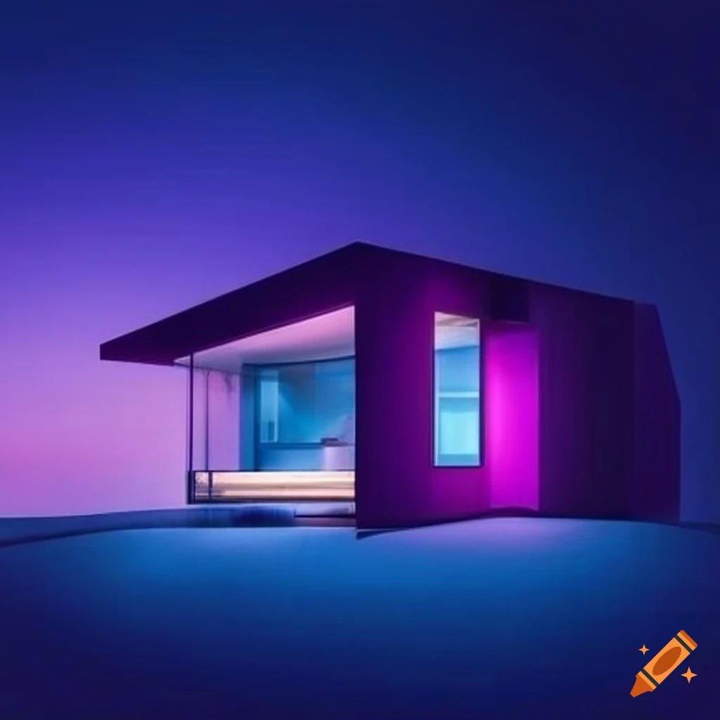 Modern house with blue and purple accents