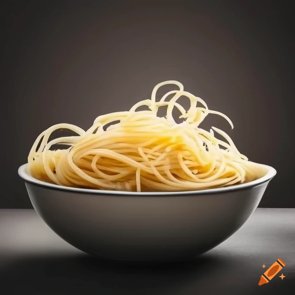 Bowl of spaghetti with parmesan cheese on a dark background