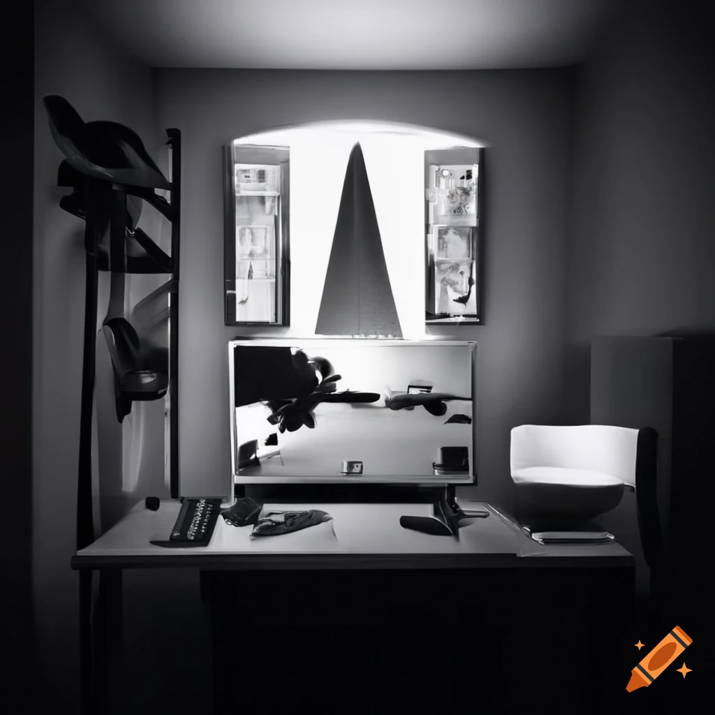 Simple white and black gaming room on Craiyon