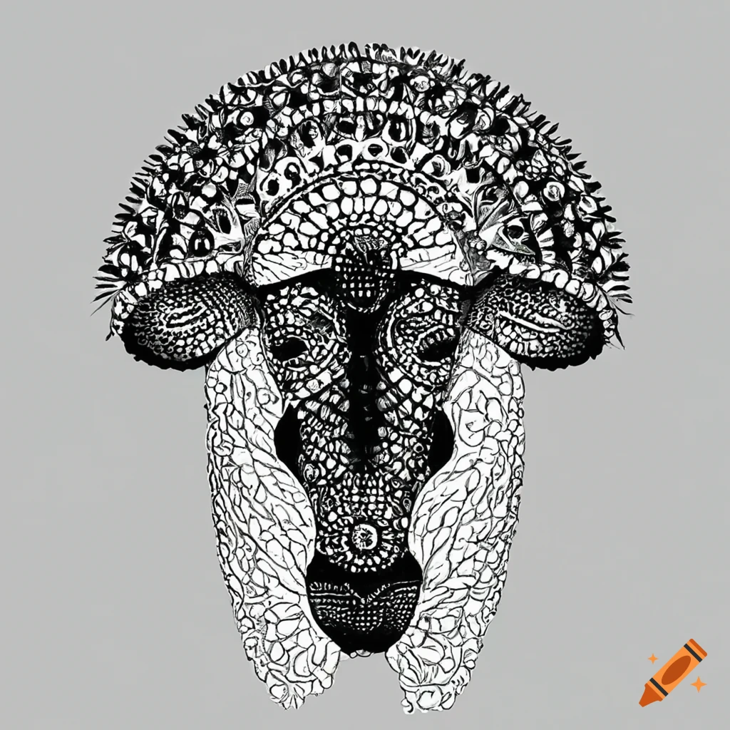 Colorful traditional African art with flowers and wildlife