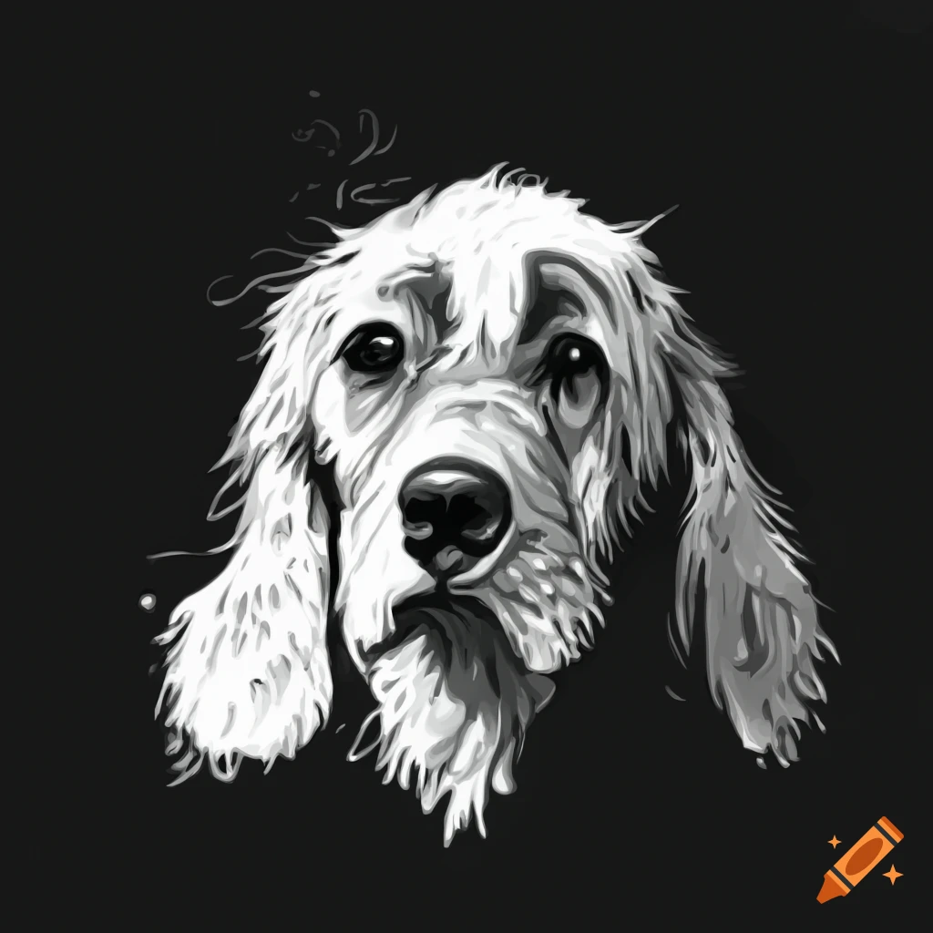 Dog pooping in black and white clip art