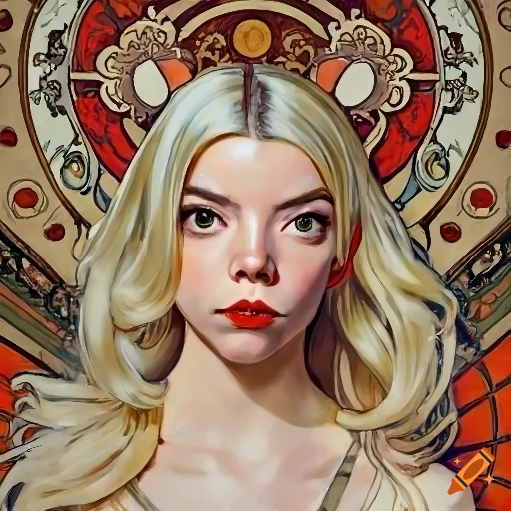 Retro sci-fi fantasy girl in cream catsuit with intense eyes and platinum blonde ringlets