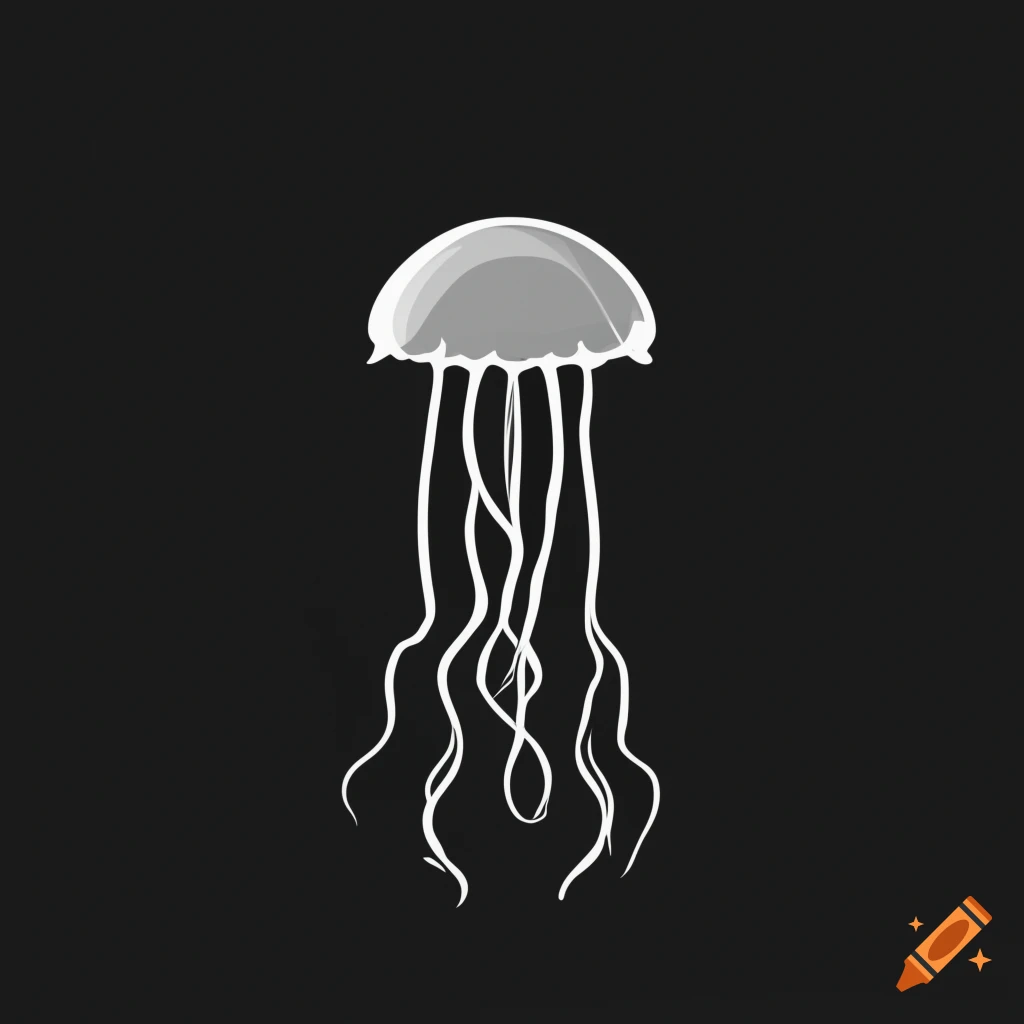 Vector geometric jellyfish in white and black