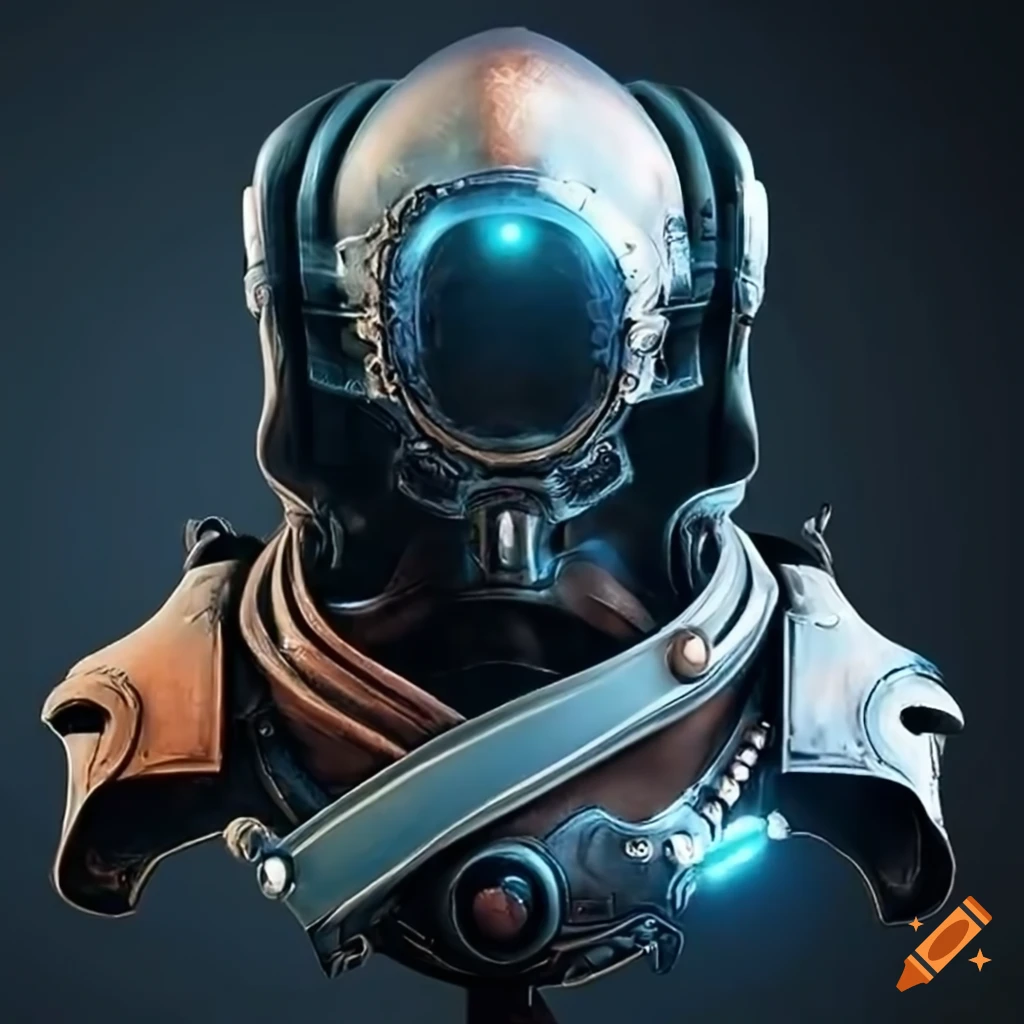 Pirate-themed futuristic space helmet with exquisite detailing