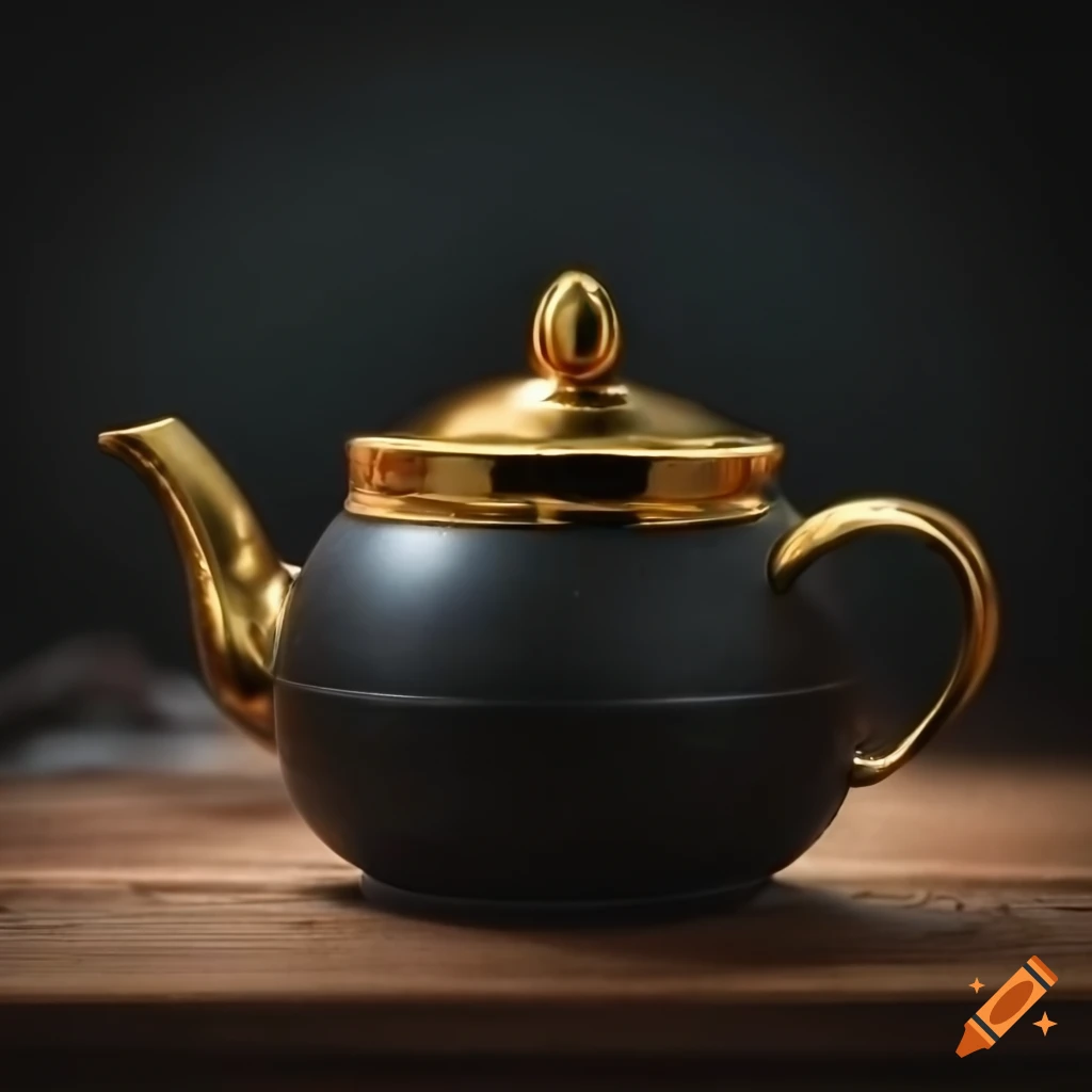 Black and gold teapot