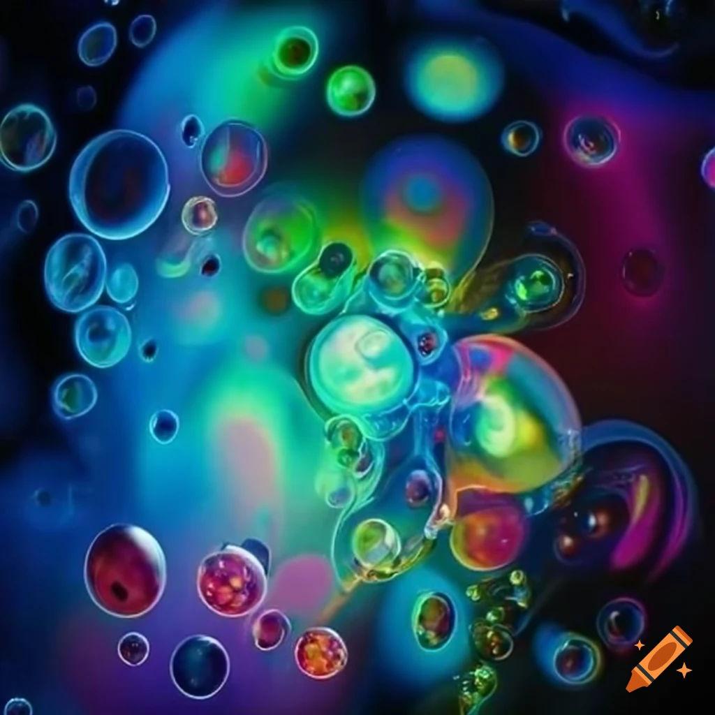 Colorful bubbles in a psychedelic art style