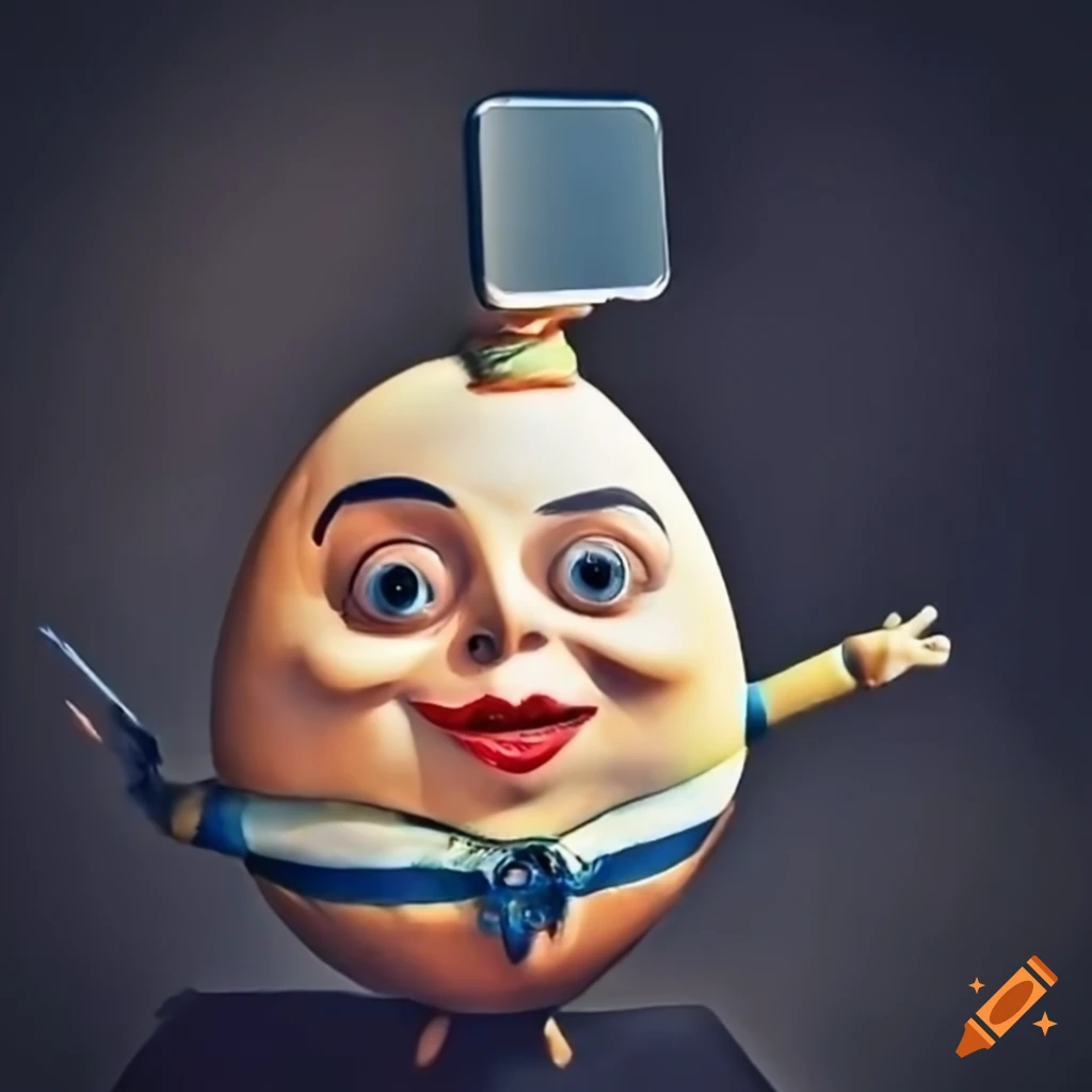 Humpty Dumpty taking a selfie from a bird's eye view