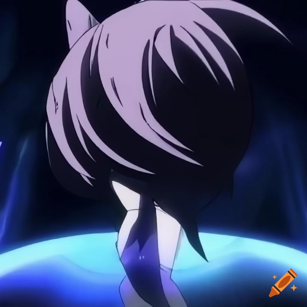 Shiny 3D black diamond with an anime style from the 2000s