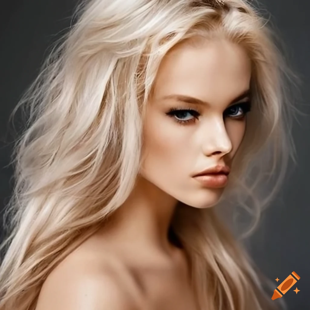 Blonde supermodel with a pretty appearance