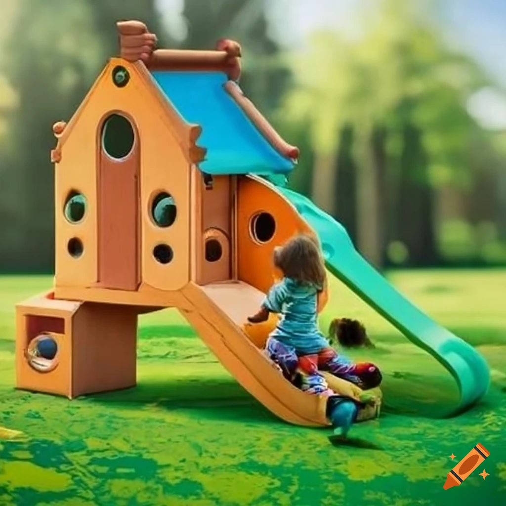 Outdoor play space for children engaging in interactive and risky play
