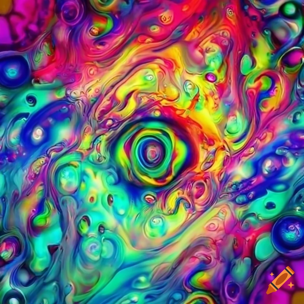 Colorful bubbles in a psychedelic art style