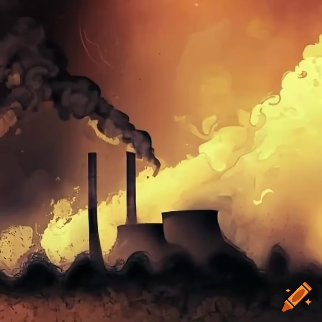 Coal power plant emitting smoke and air pollution