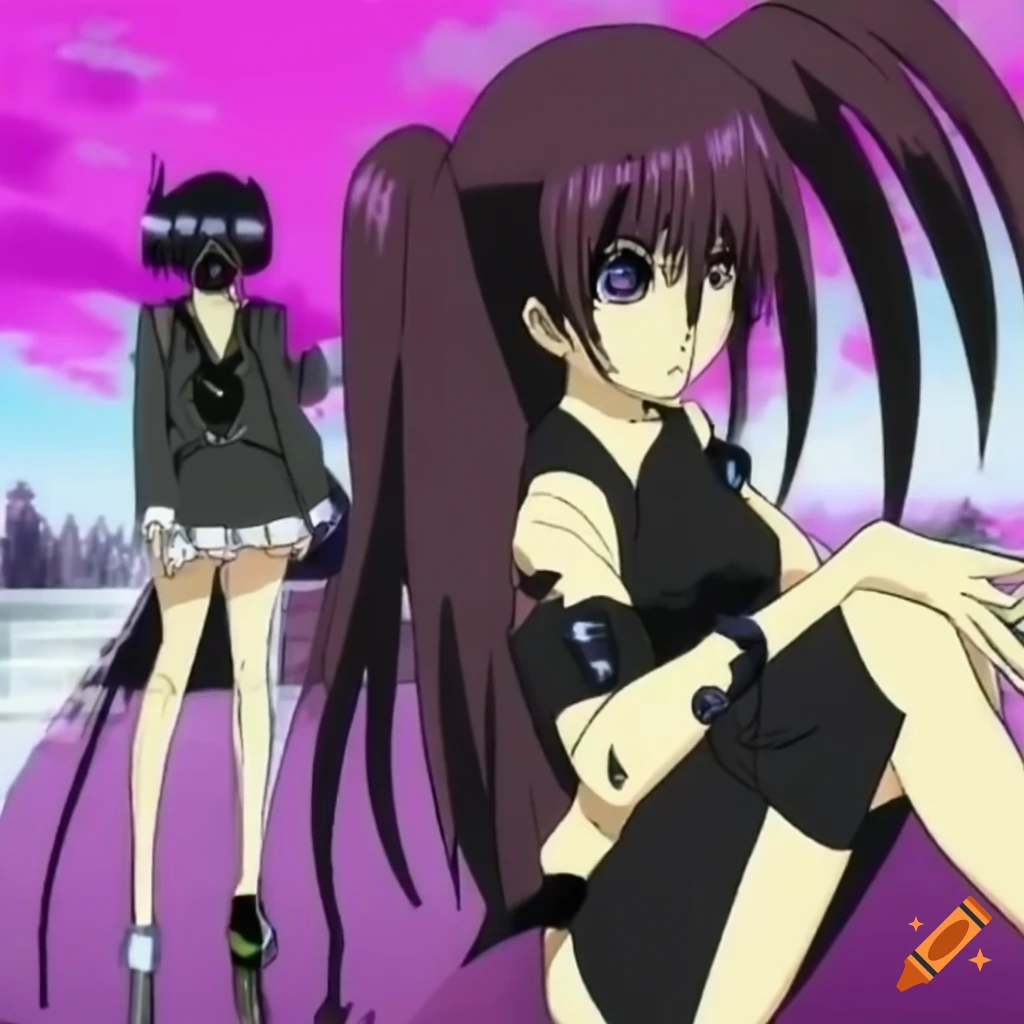 Shiny 3D black diamond with anime style from the 2000s