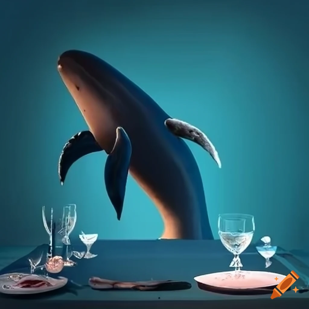 Whale in a restaurant setting