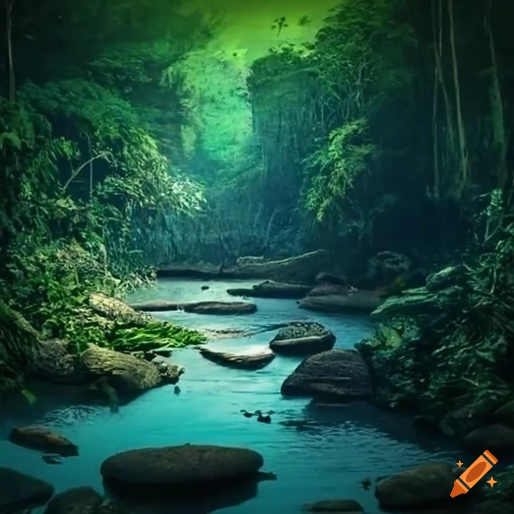 mystic-jungle-river-with-alligators-and-stepping-stones-on-craiyon