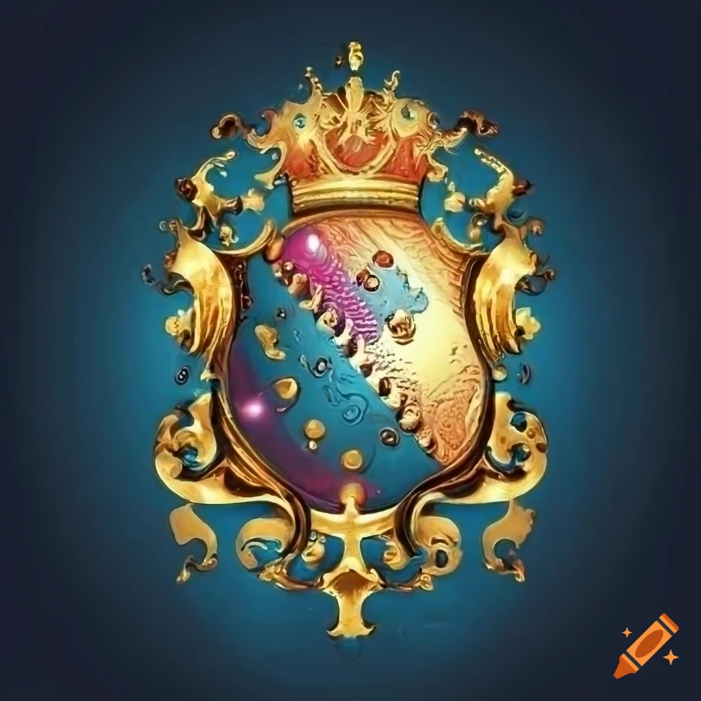 Gilded crest featuring a jigsaw puzzle galaxy and tree design