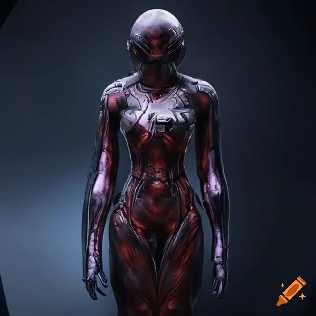 Sci-fi space suit with demonic details