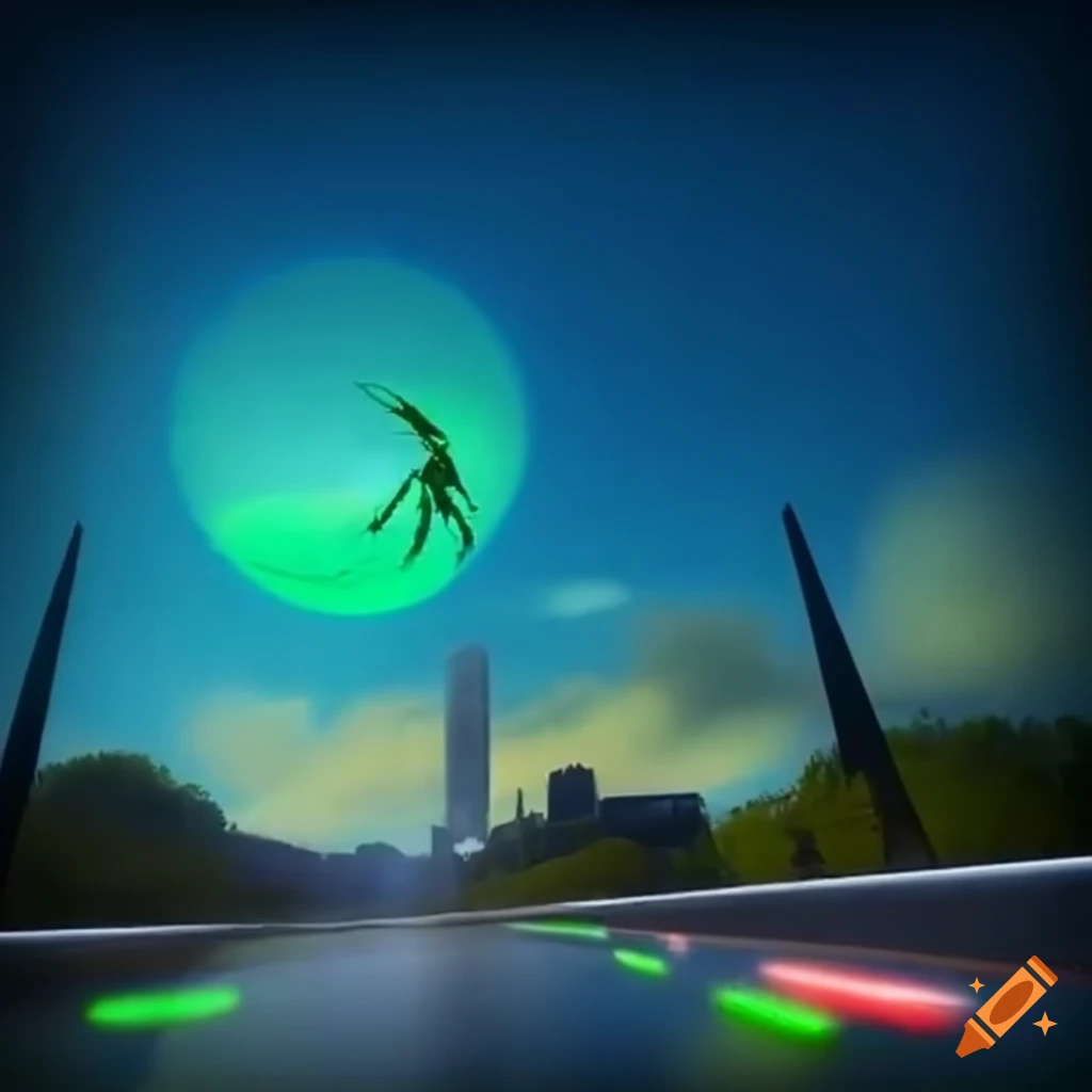 Trackmania map with a phoenix flying in the sky