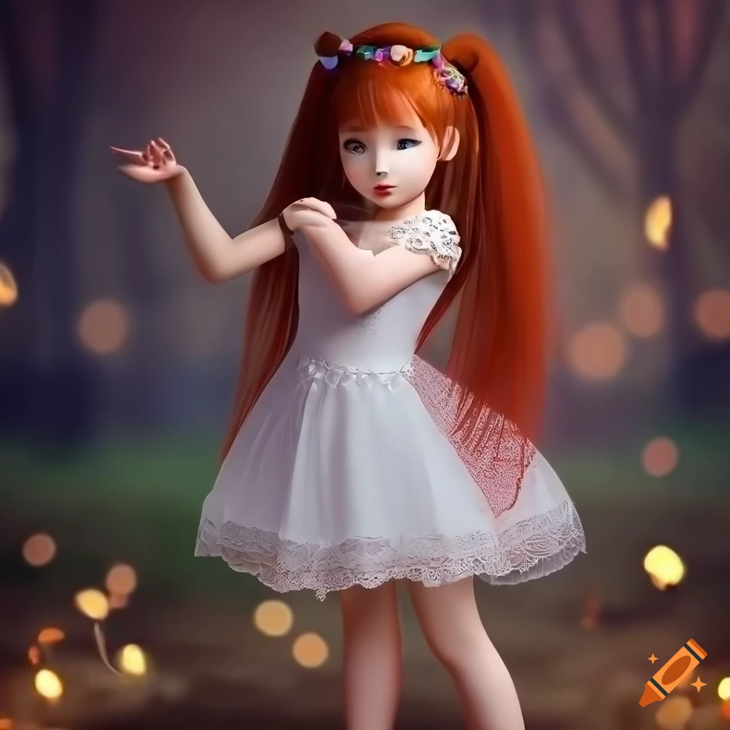 Red-haired princess in a highly detailed and realistic full body render