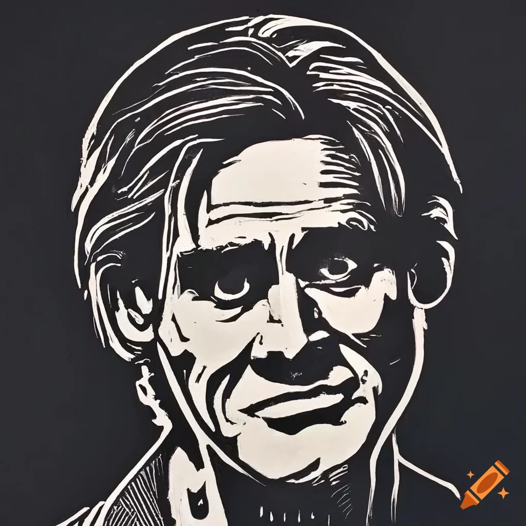 Linocut of Jim Carrey