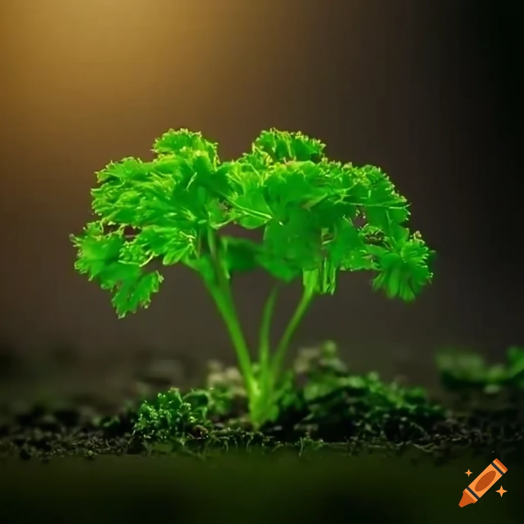 Parsley growing in the ground