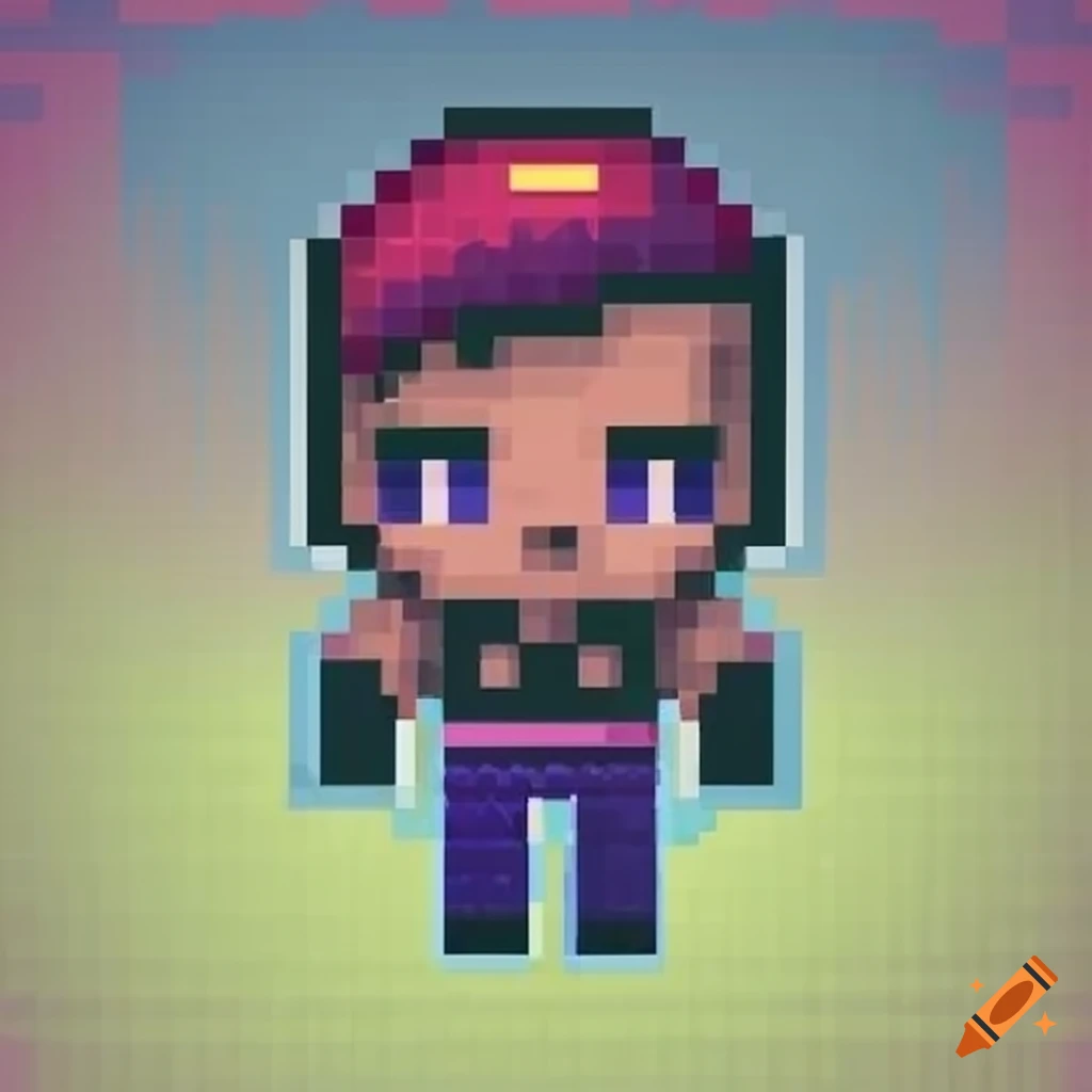 Iconic pixelated retro video game character