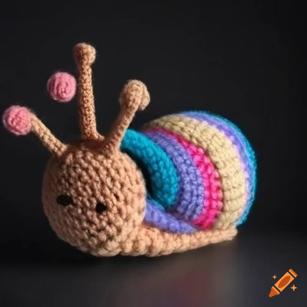 Crocheted snail plush toy