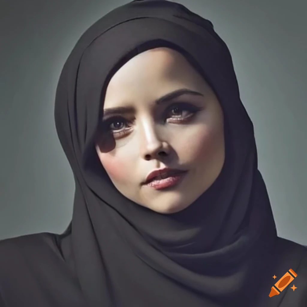 Actress Jenna Coleman in a stylish black hijab