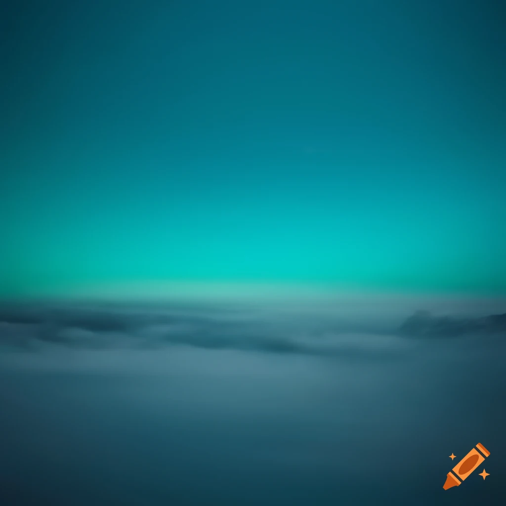 Icy relief surface with thick turquoise fog under a turquoise sky
