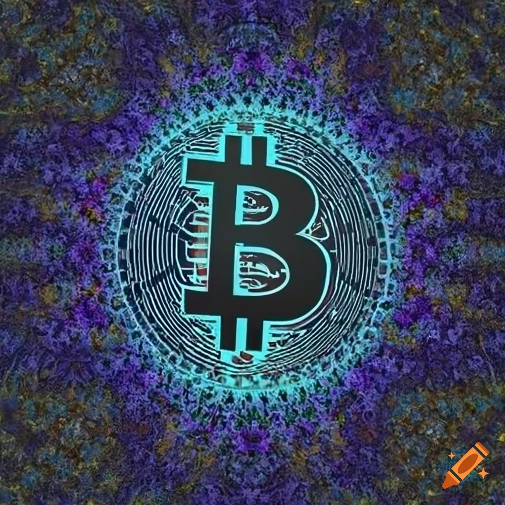 Bitcoin garment fabric fractal pattern in precise vector art