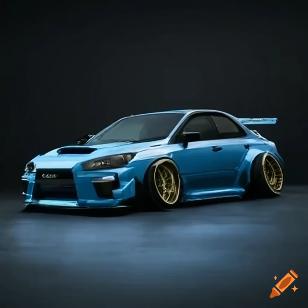 Drifting Subaru with lowered body