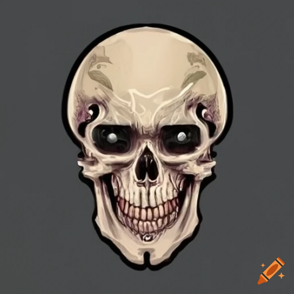 Human skull in a striking image