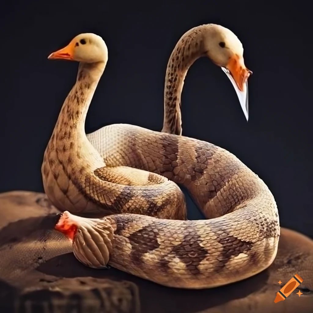 Hybrid creature: half rattlesnake, half goose