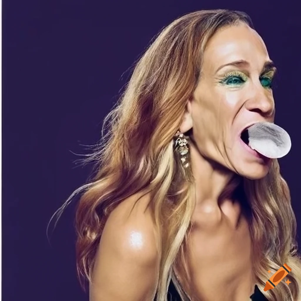 Jessica Parker sitting with colorful liquid in a crystal plastic bag in a studio photo