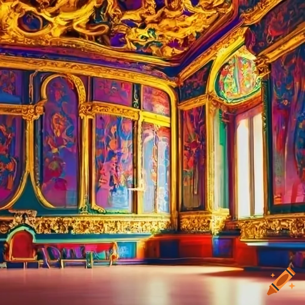 Colorful interior of a palace backdrop