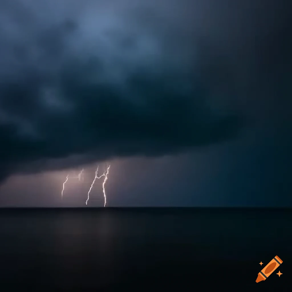 Stormy weather with dark clouds at night