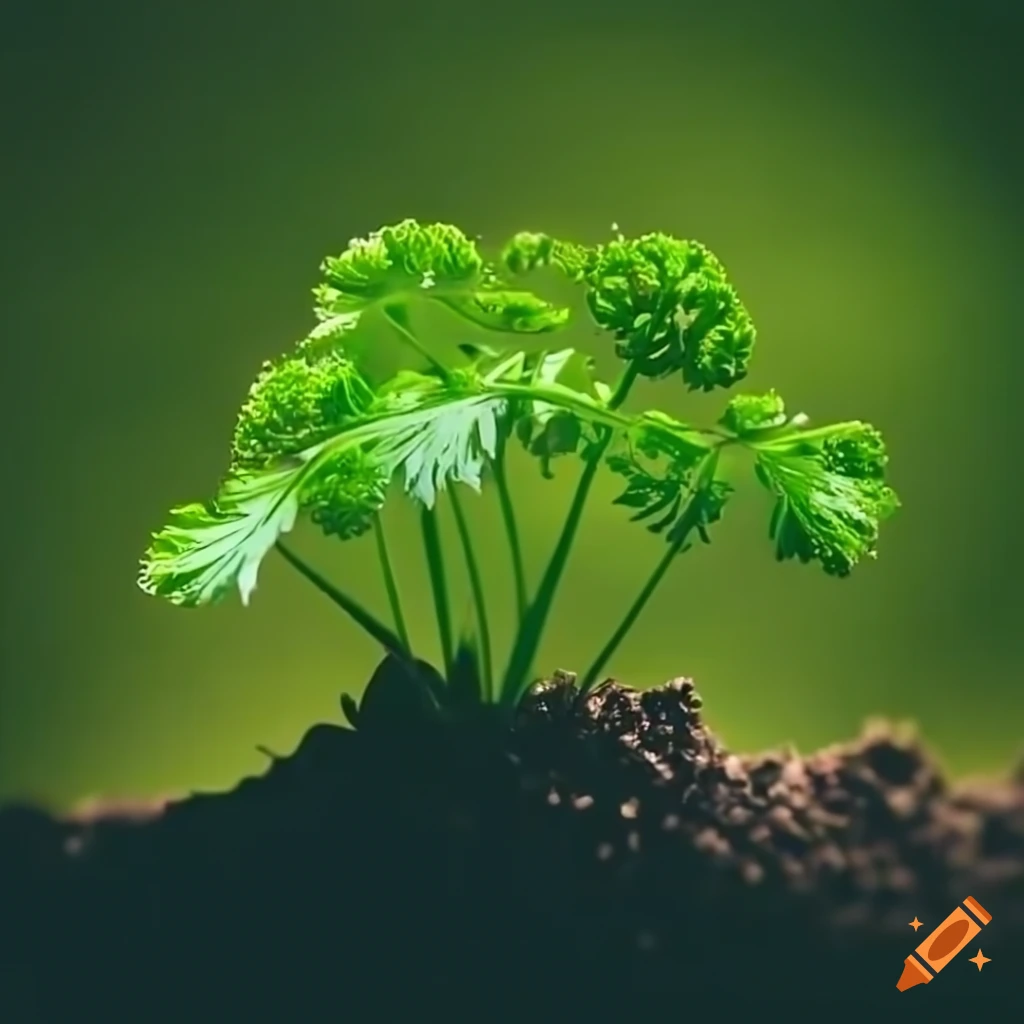 Parsley growing in the ground