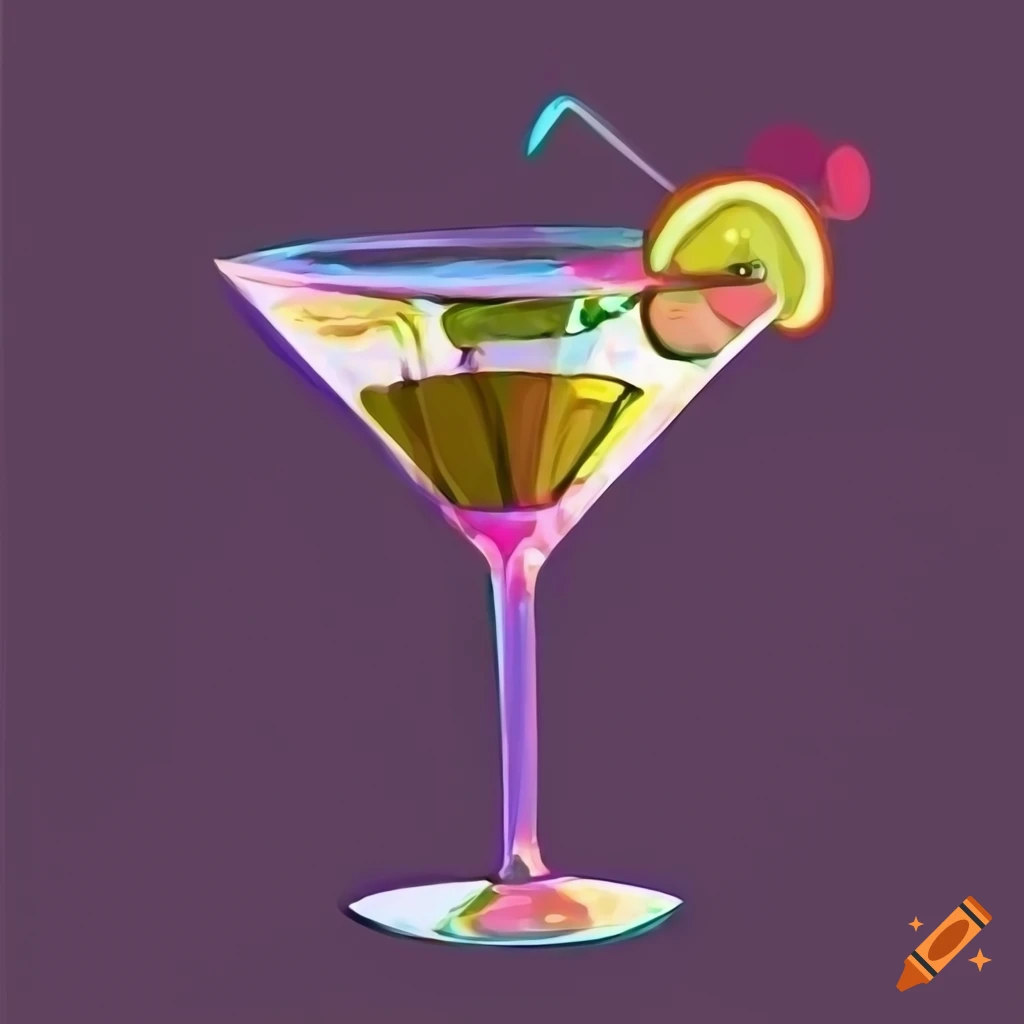 Digital art print of a cute martini glass