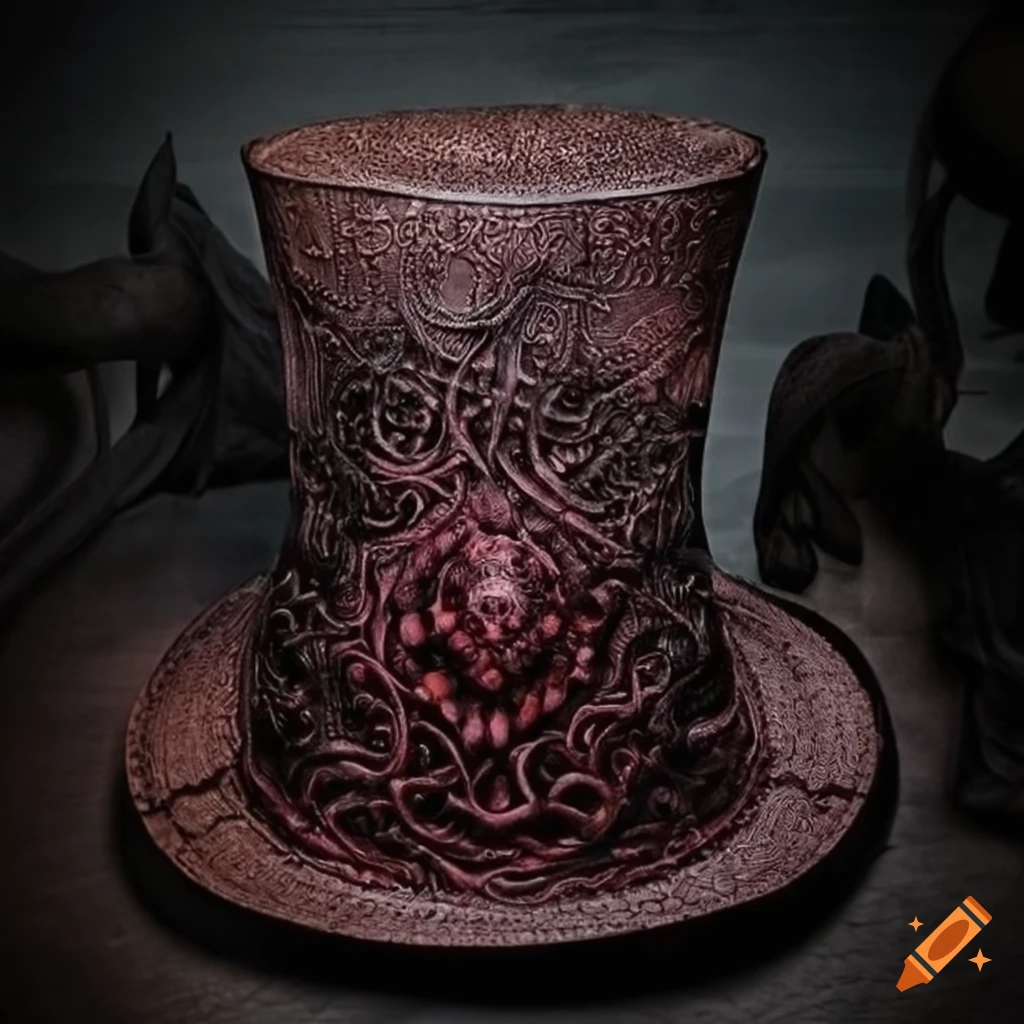 H.P. Lovecraft-themed top hat with mystical design