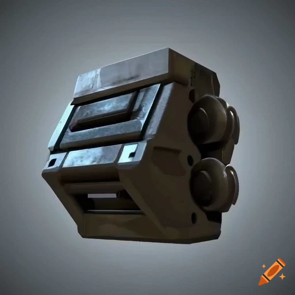 3D BFG 9000 from Doom on a white background in old style